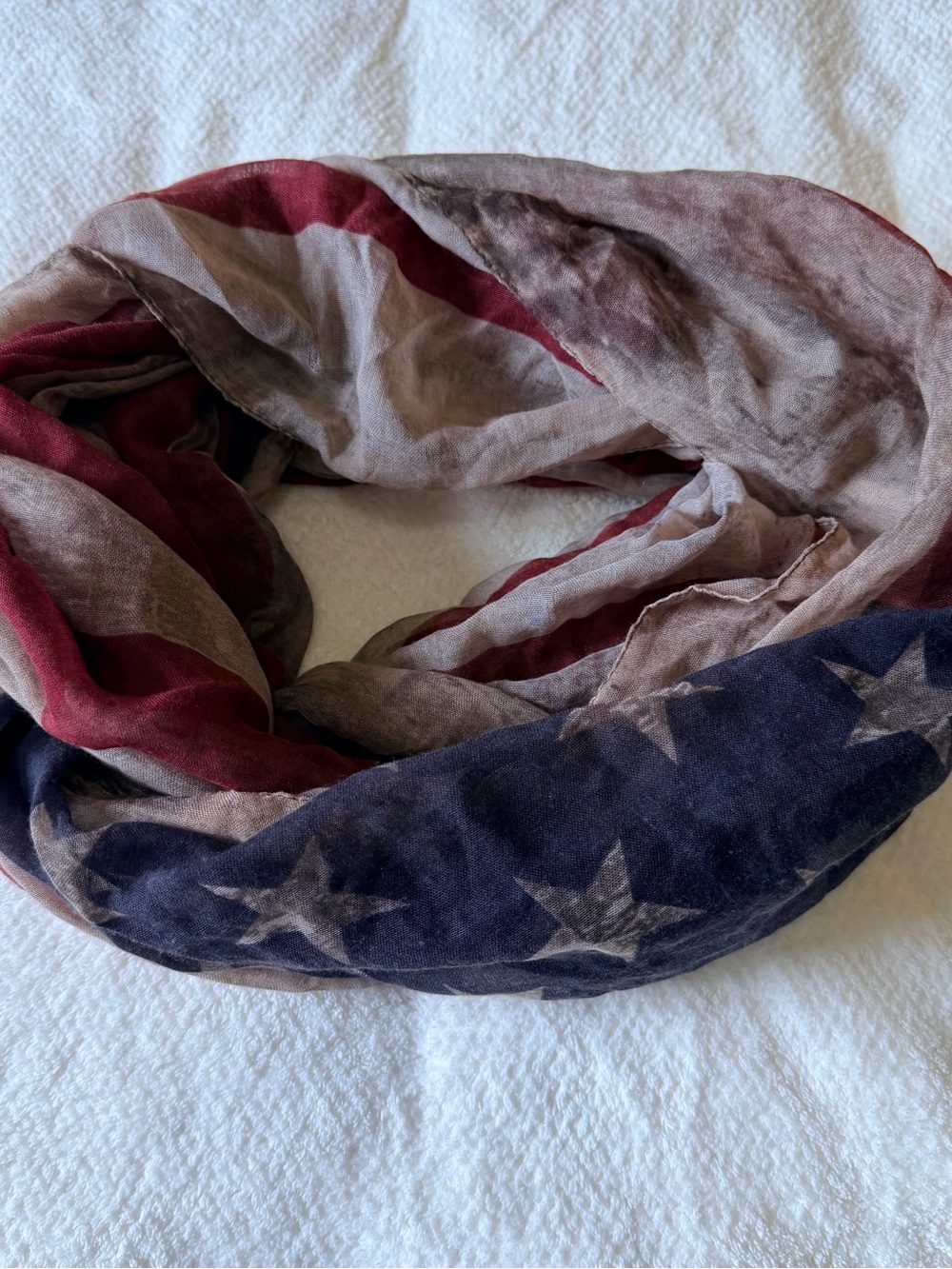 Vintage Distressed Star Stripe Infinity Scarf